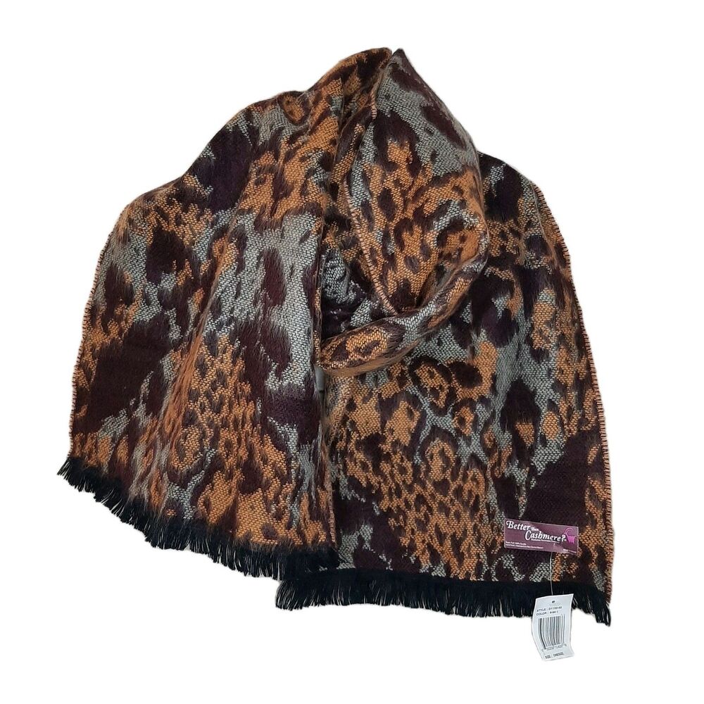 NEW Better Than Cashmere Scarf 68" x 12" Super Soft Animal Print Korea Fringed